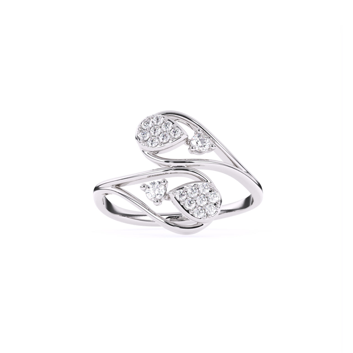 Pear Style Round Lab Grown Diamond Engagement Ring